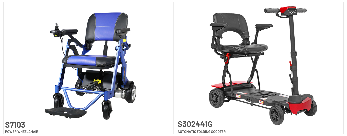Solax S7103  Power Wheelchair and S302441G automatic folding scooter